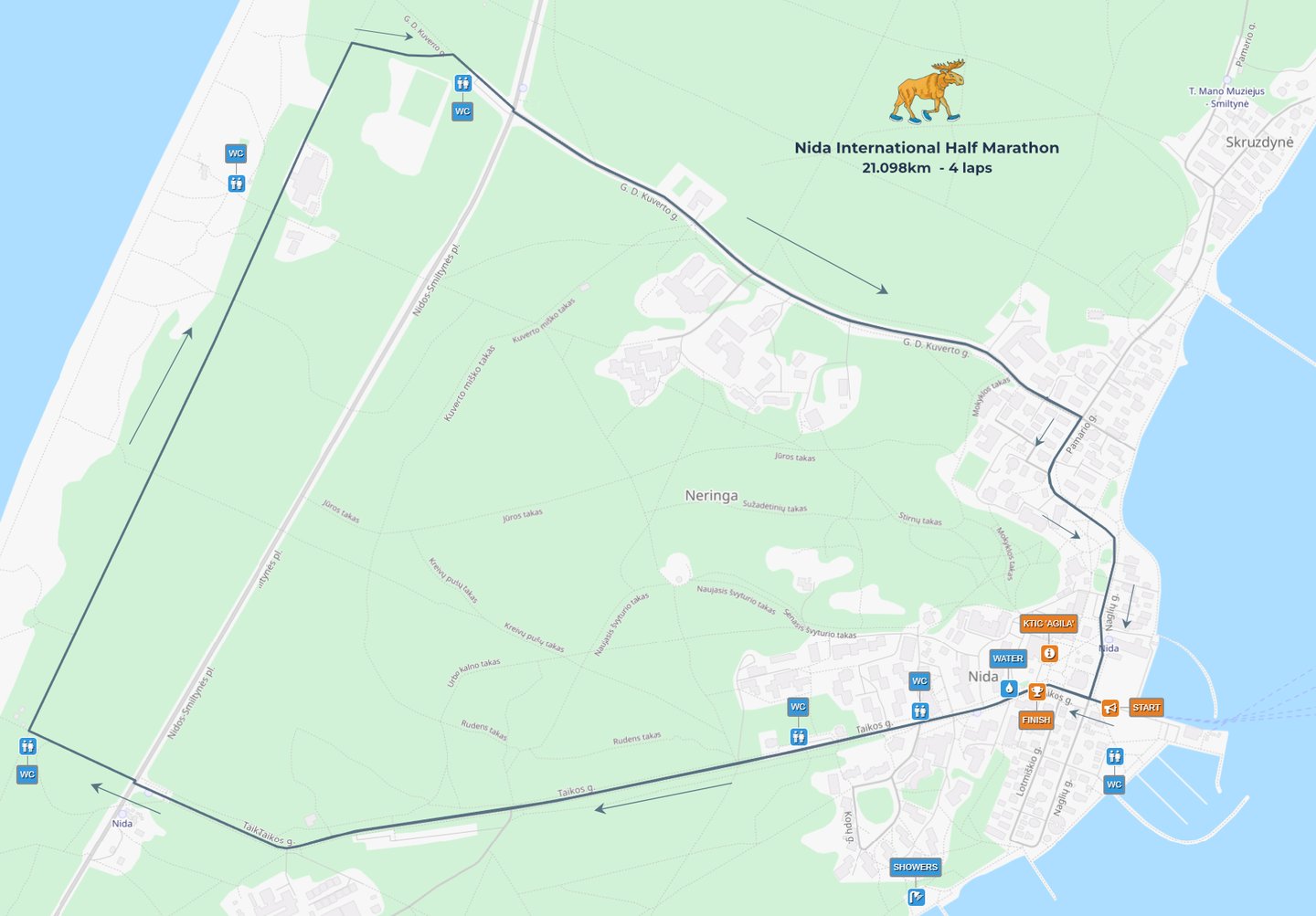 Nida International Half Marathon Course Map