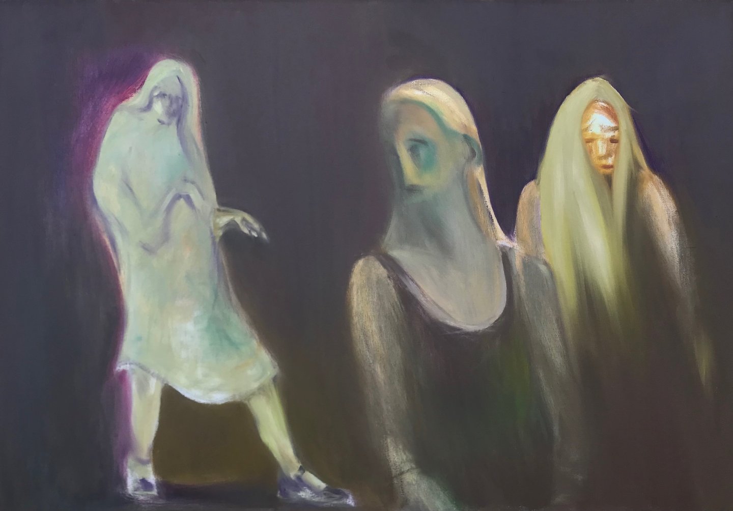 Women competition modern figurative oil painting by Lina Mikuzyte