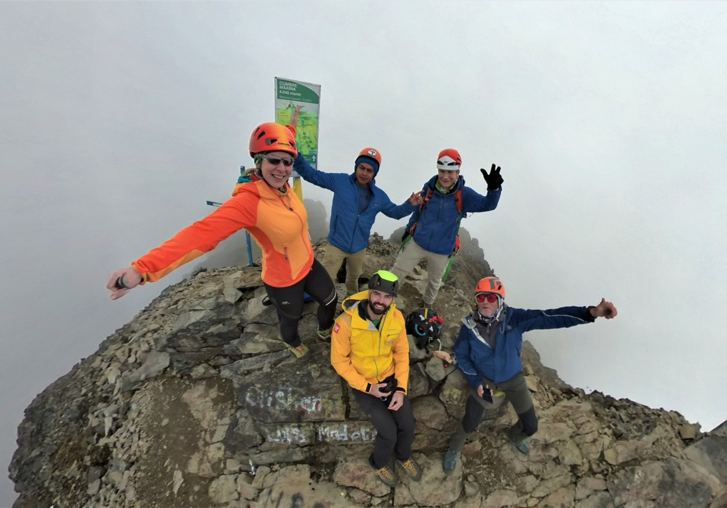 team on the main summit of Imbabura volcano