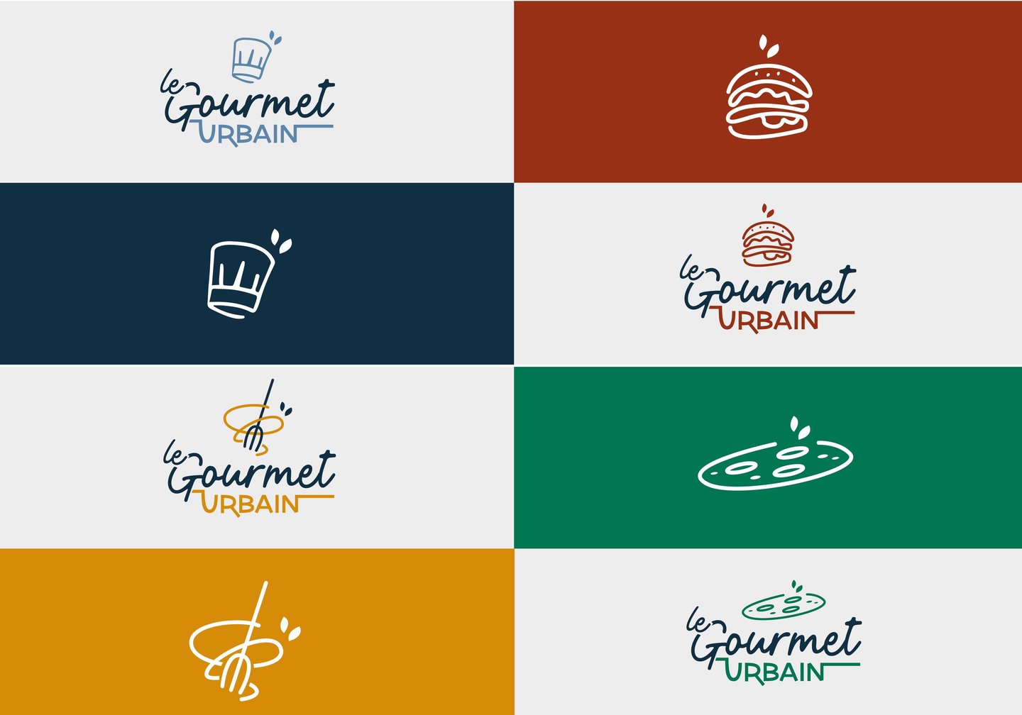 Logo - identité visuelle - illustrations- restaurant - Le Gourmet Urbain - Amy atelier graphique