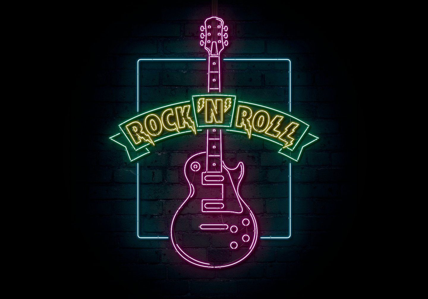 Rock'N'Roll guitar neon sign