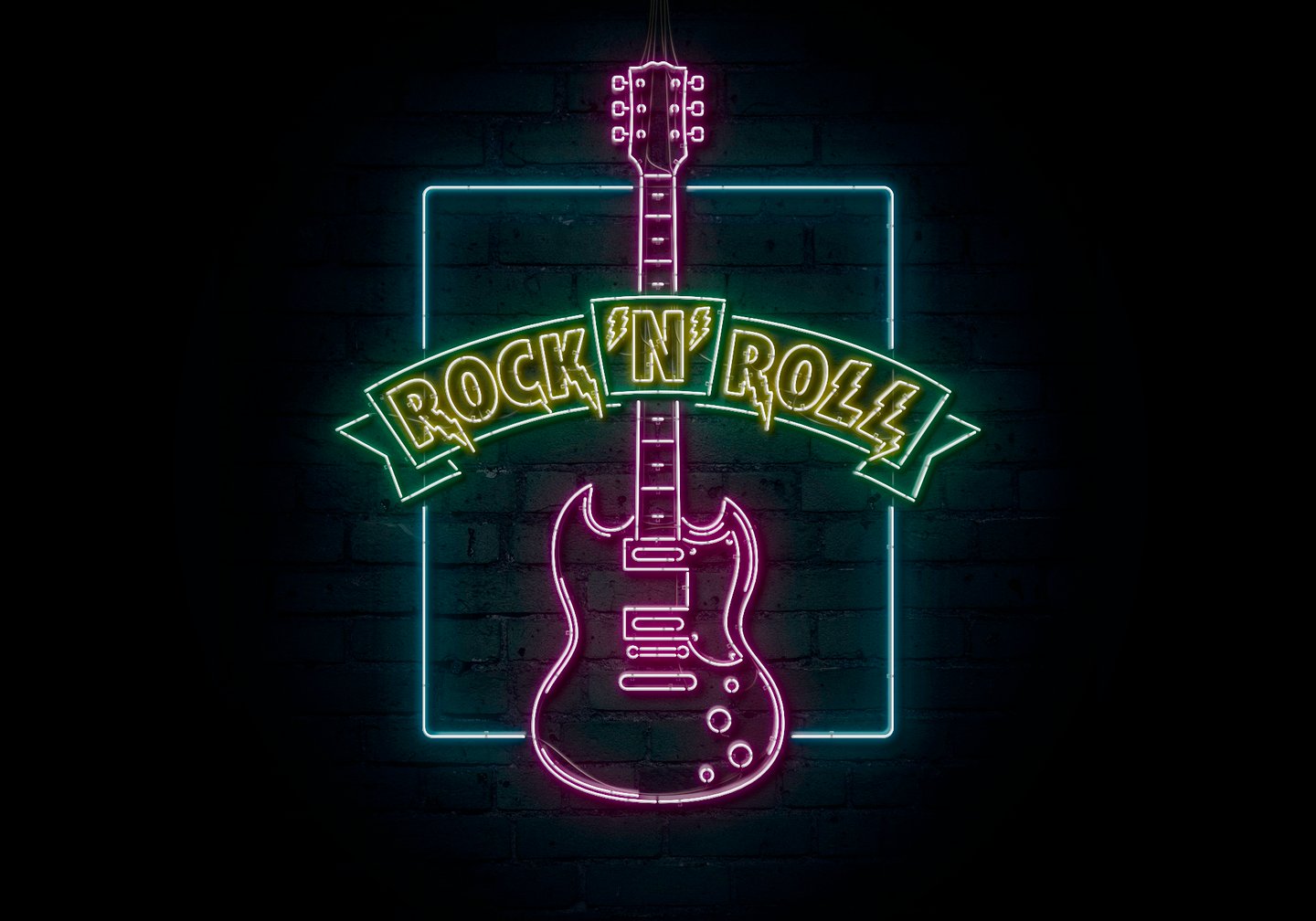 Rock'N'Roll guitar neon sign