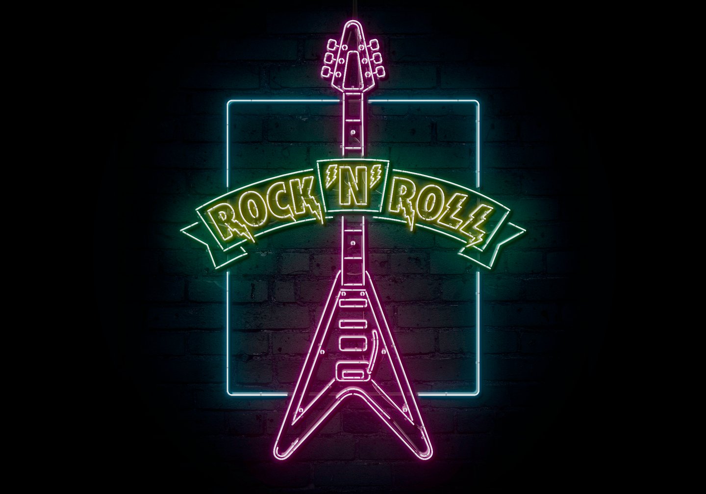 Rock'N'Roll guitar neon sign