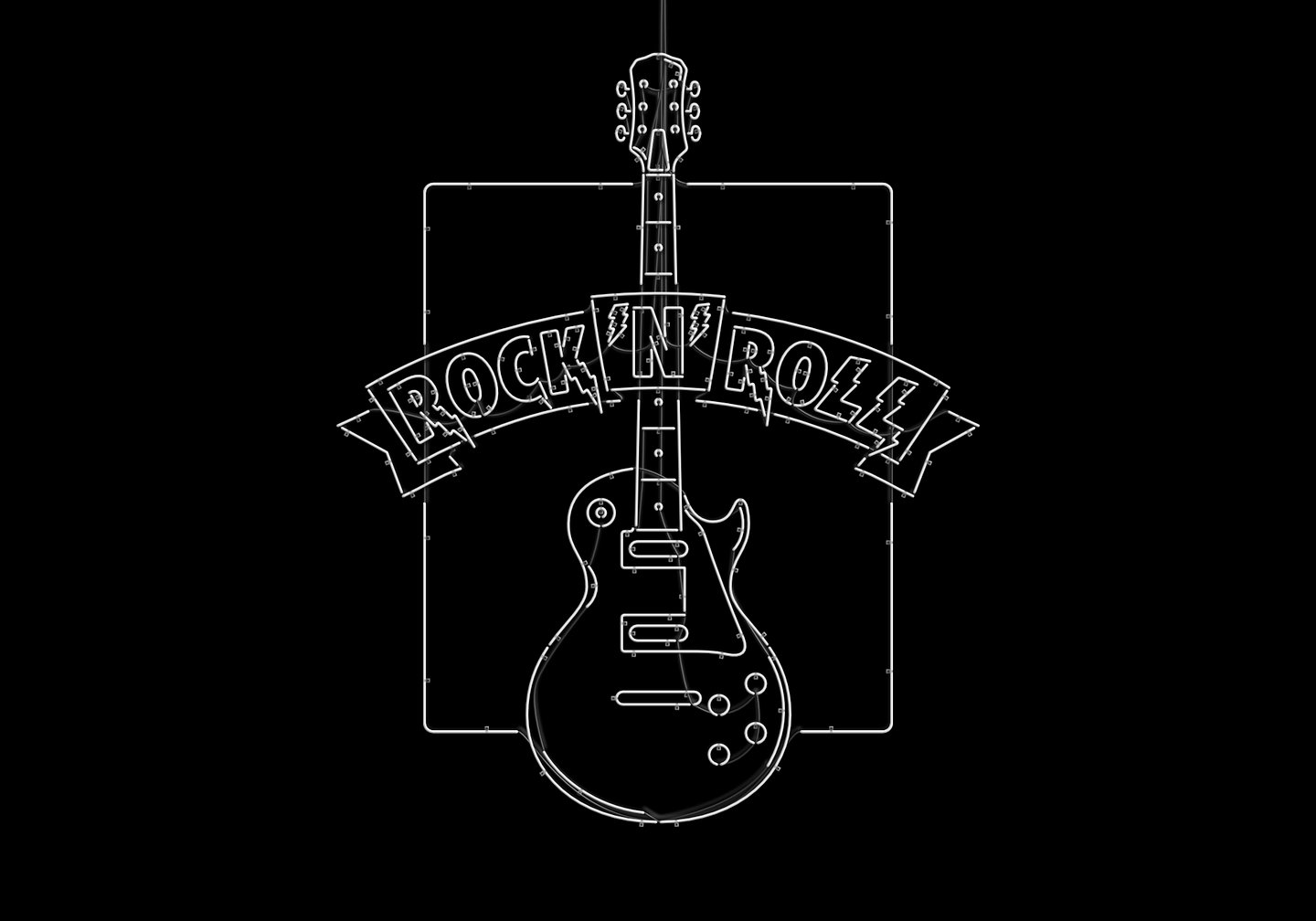 Rock'N'Roll guitar neon sign tube layout