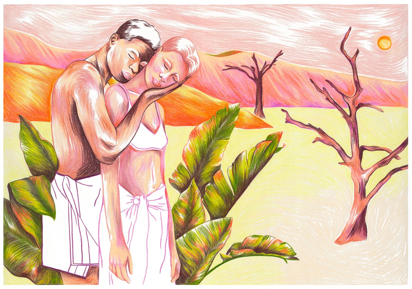 a man and woman in a white bikinisuit
