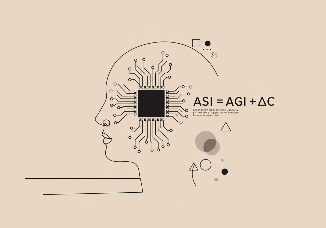 ASI AGI Artificial Superintelligence, a person with a computer chip in their head