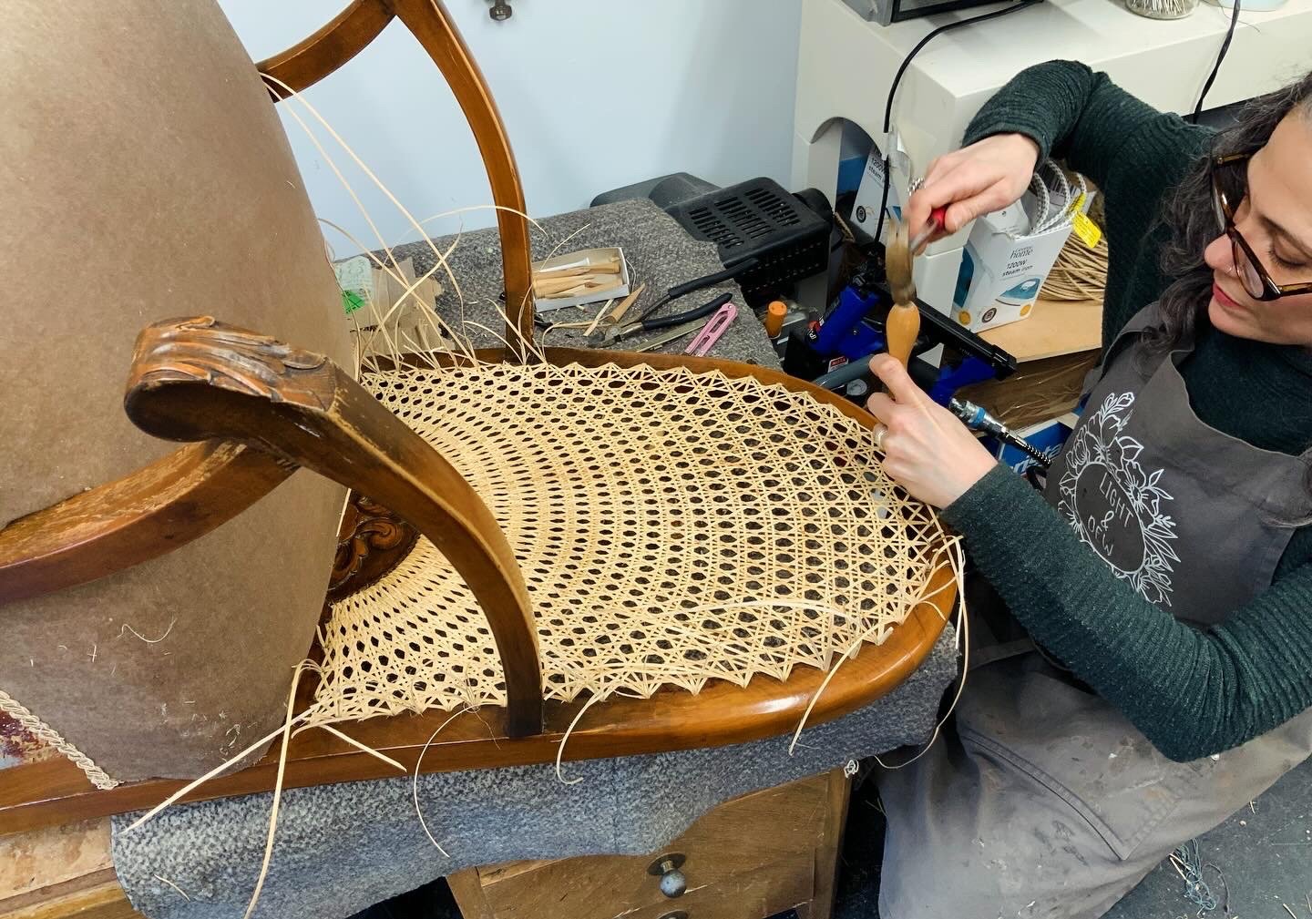 Furniture Restoration, handmade caning