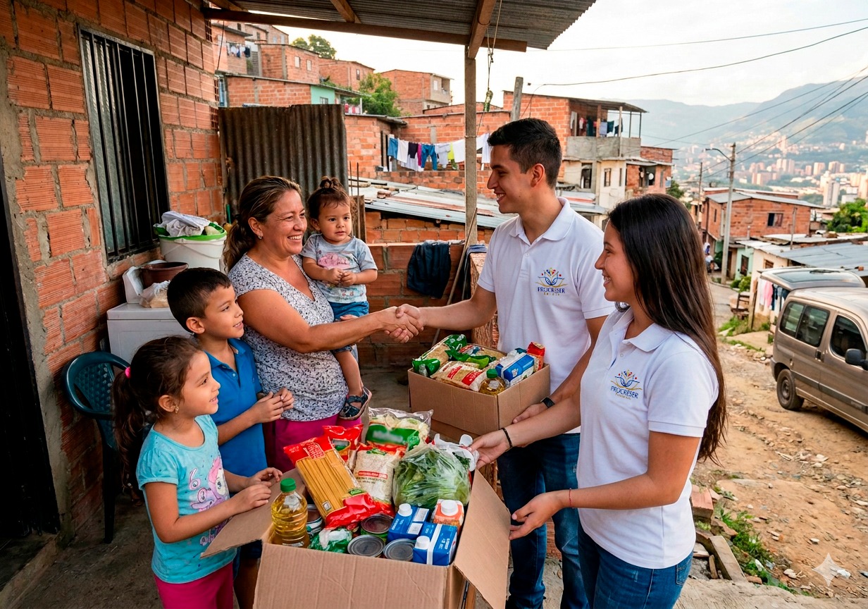 Familia vulnerable recibe ayuda alimentaria