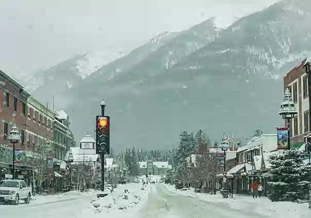Winter shuttle van for transfers to Banff and Lake Louise ski resorts
