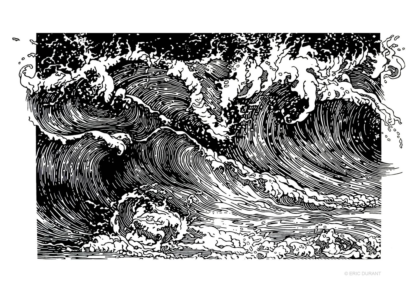 Linogravure sur papier 48 × 64 cm - © Eric Durant