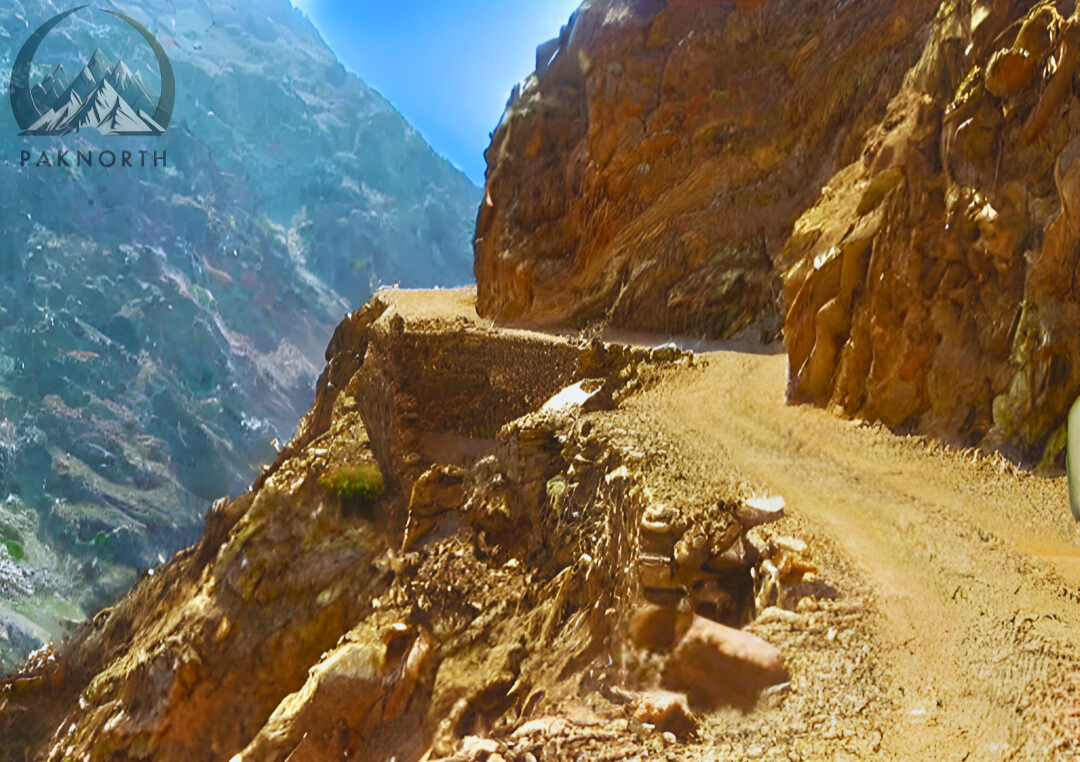 Rugged road leading towards fairy meadows 