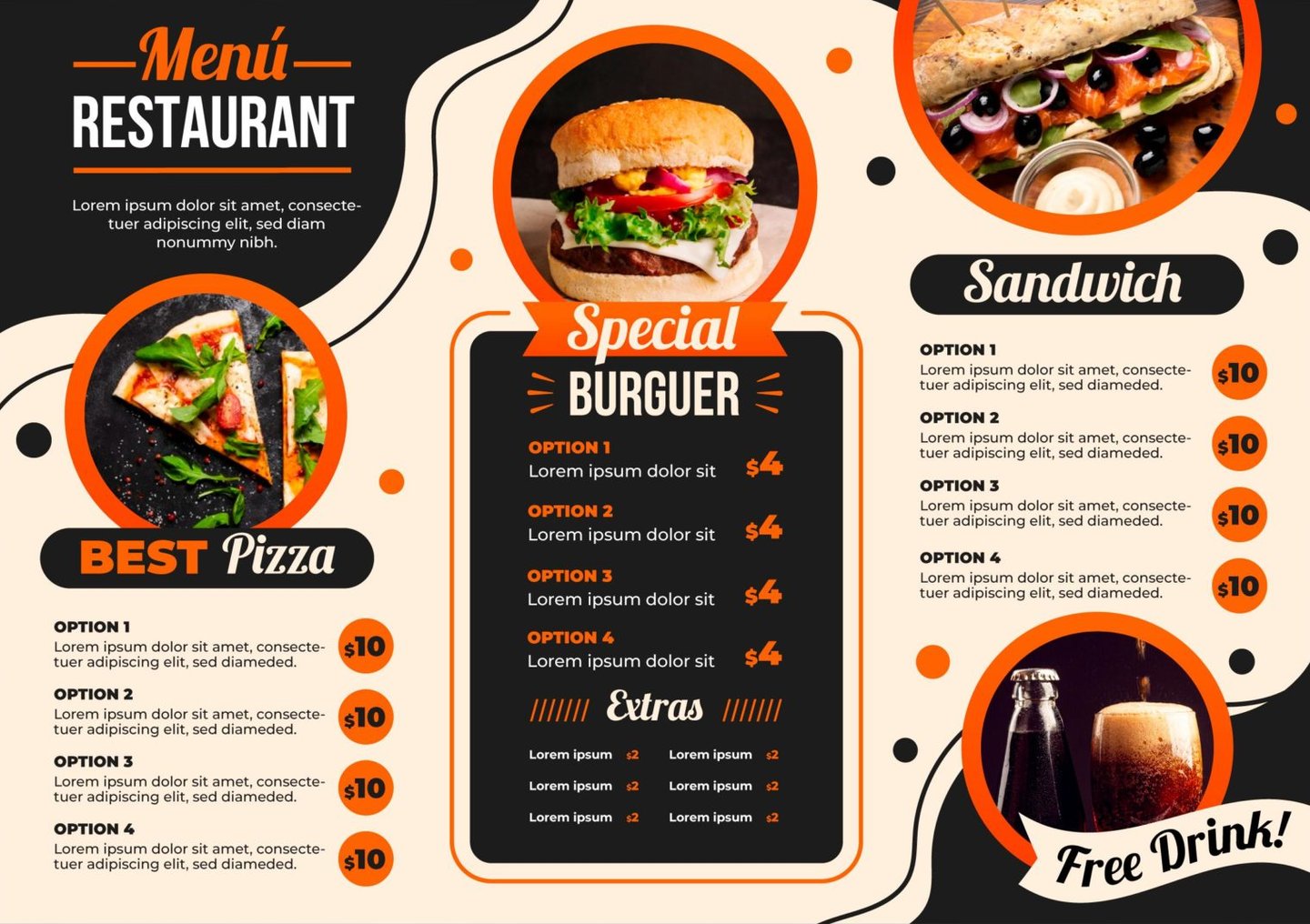 AvantiRed fabrica cartas menu en forma de triptico personalizadas