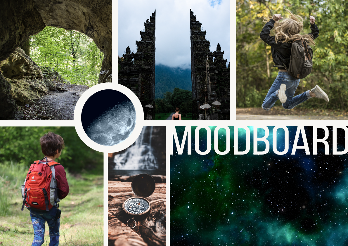 Moodboard et photographies utilisées pour la conception d'une couverture d'un roman jeunesse