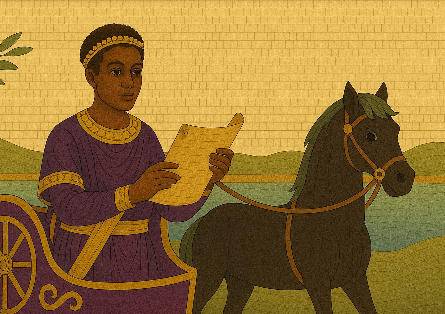 Ethiopian Eunuch reading Isaiah in Acts 8