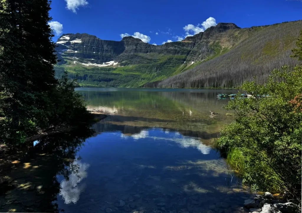 Cameron Lake from the bridge.