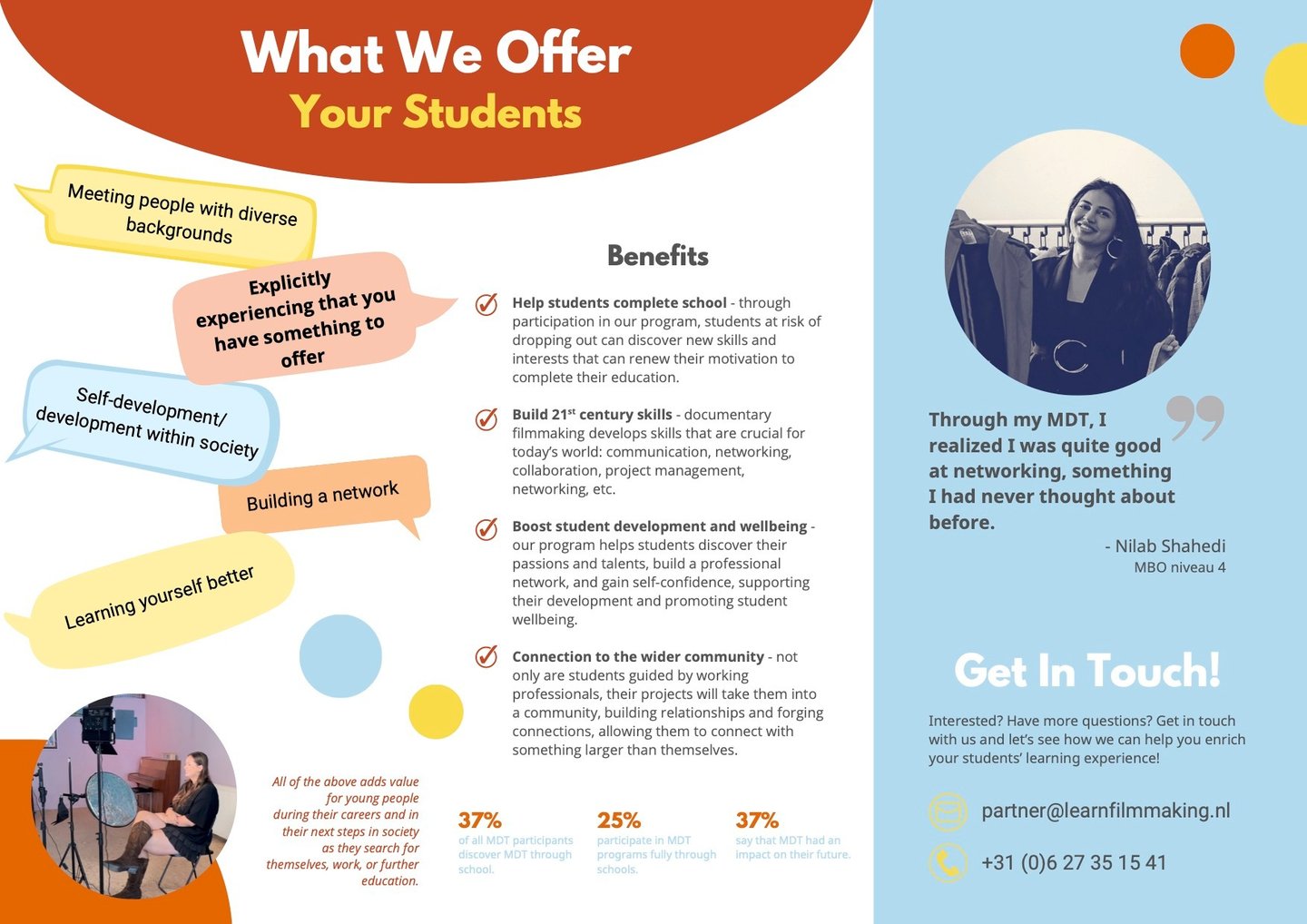 Brochure explaining how our program can support and help students