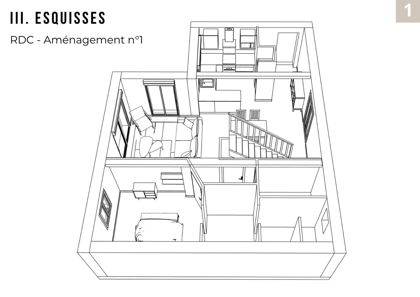 a house with a floor plan and a staircase