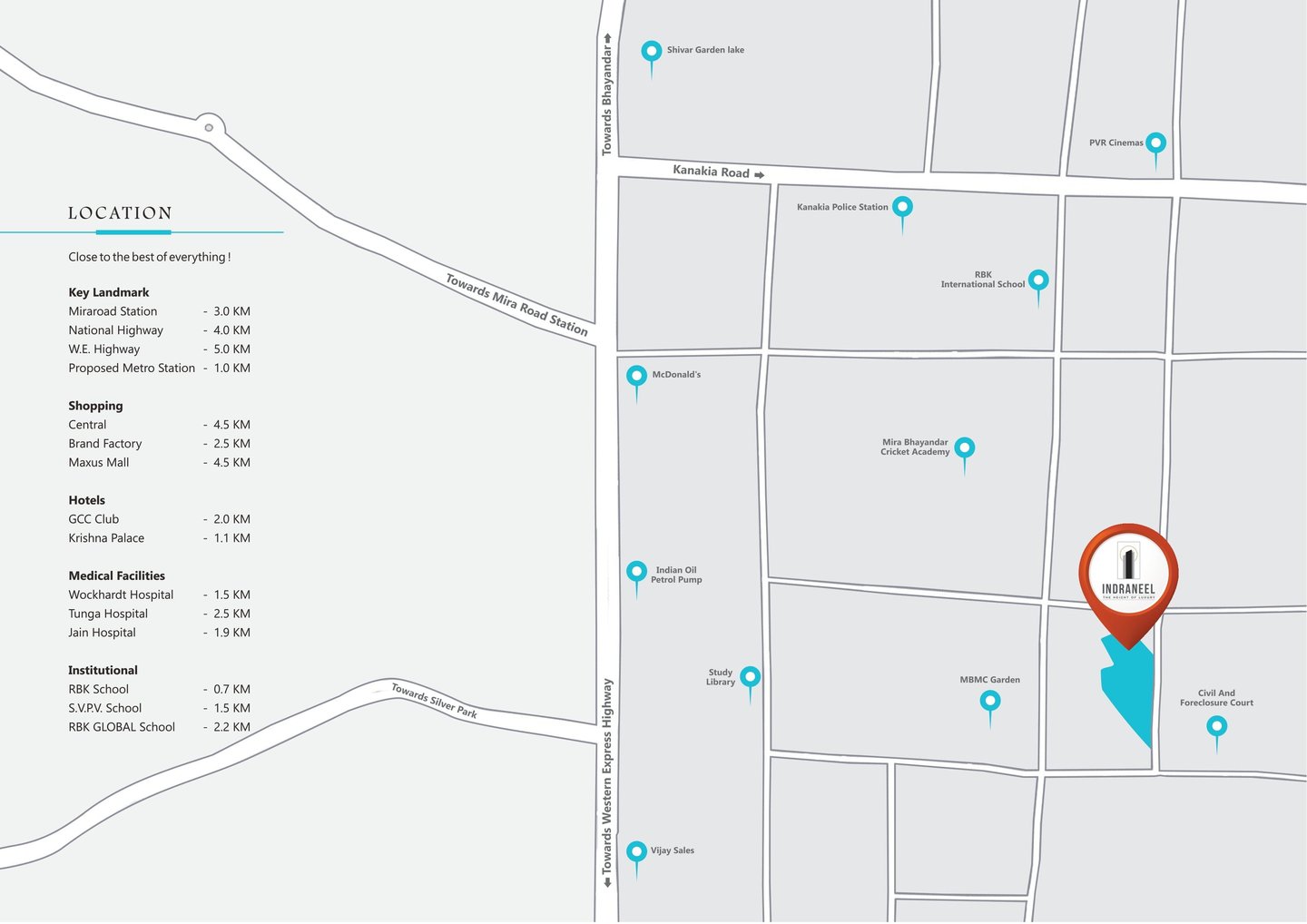 LOCATION SONAM INDRANEEL MIRA ROAD EAST, SONAM INDRANEEL, BEVERLY PARK, KANAKIA, OPP MIRA ROAD COURT, MIRA ROAD EAST