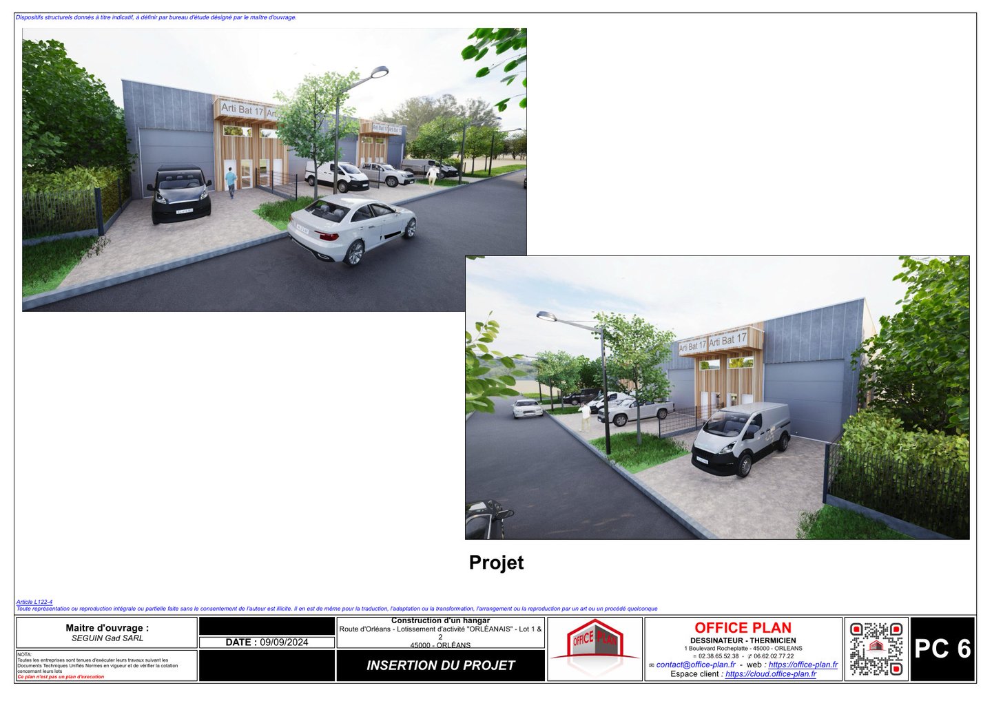 PC6 - insertion dans le site - batiment professionnel - permis de construire - office-plan orléans
