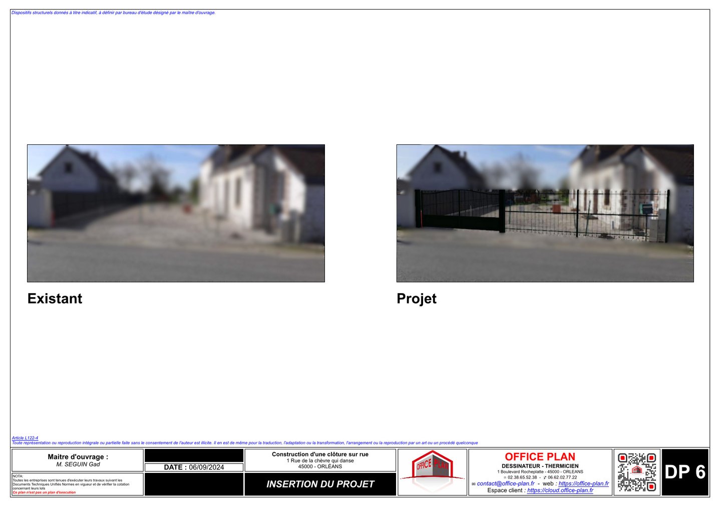 DP6 - insertion dans le site - clôture - déclaration prealable - office-plan orléans