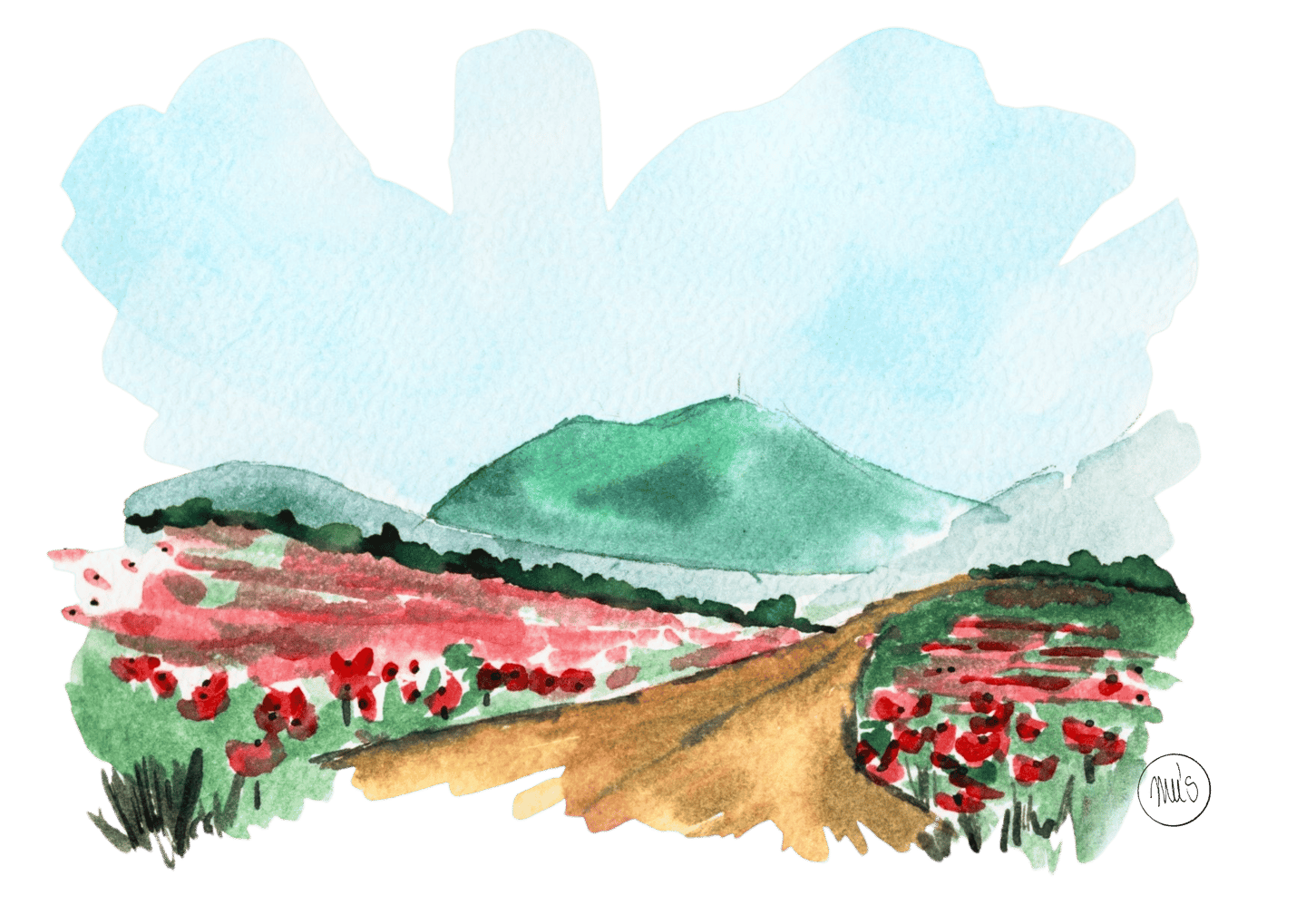 Aquarelle originale auvergne paysage émotion