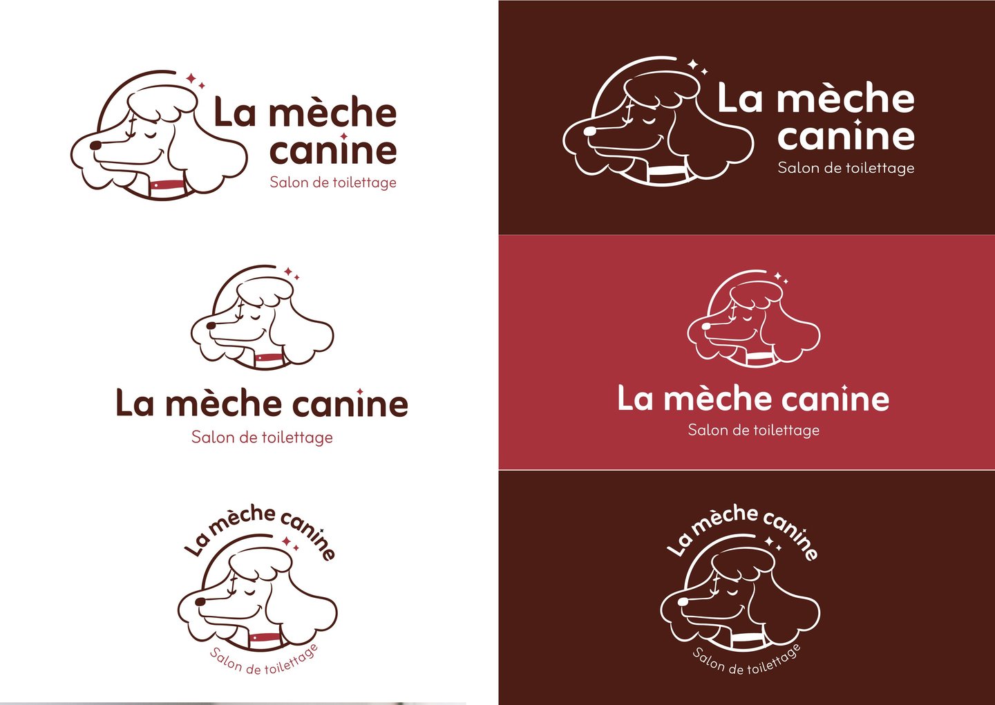 Réalisation : logo - identité visuelle - La mèche canine -Salon de toilettage- Amy Atelier Graphique