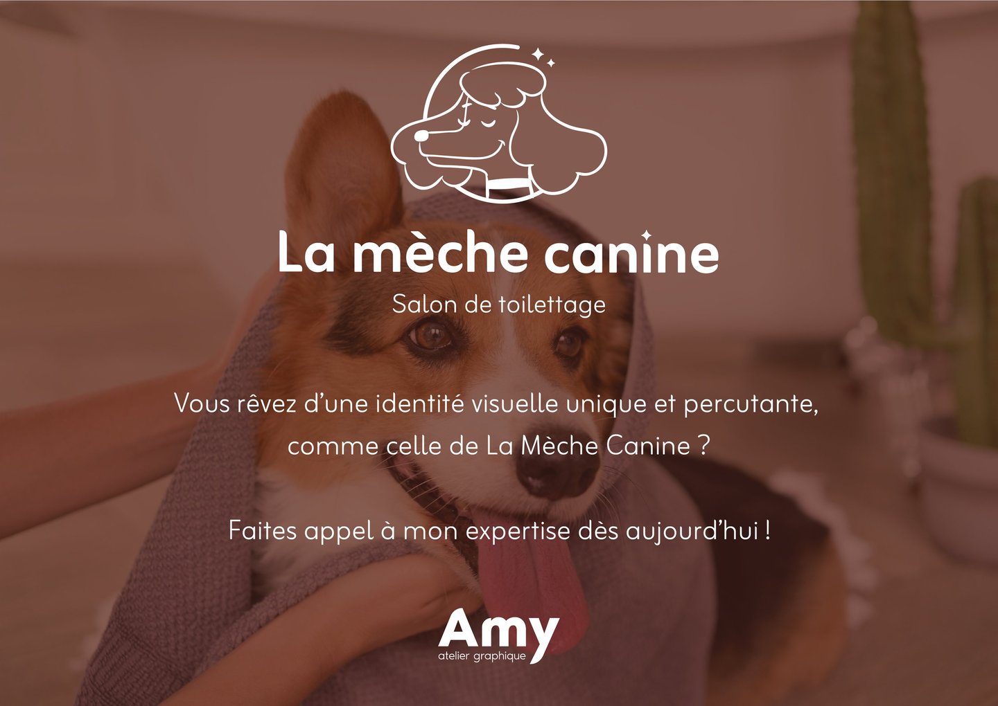 Réalisation : logo - identité visuelle - La mèche canine -Salon de toilettage- Amy Atelier Graphique