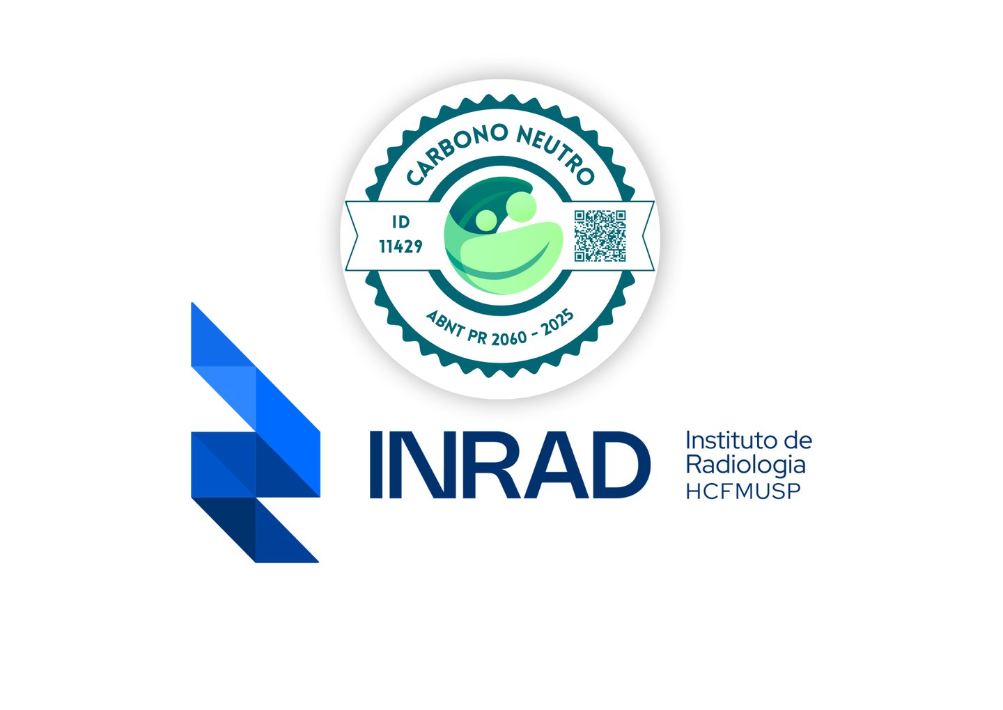 INRAD Institute of Radiology HCFMUSP logo with a Carbono Neutro ABNT PR 2060 certification seal.