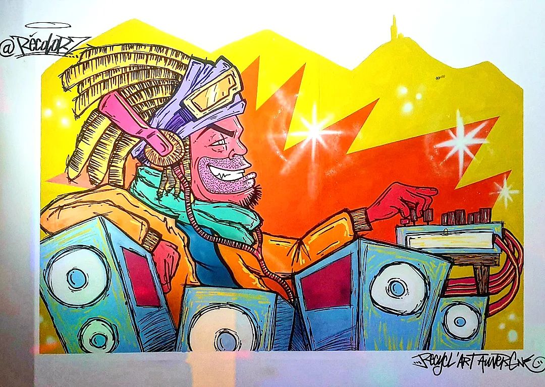 un graffiti d'un DJ singe 
