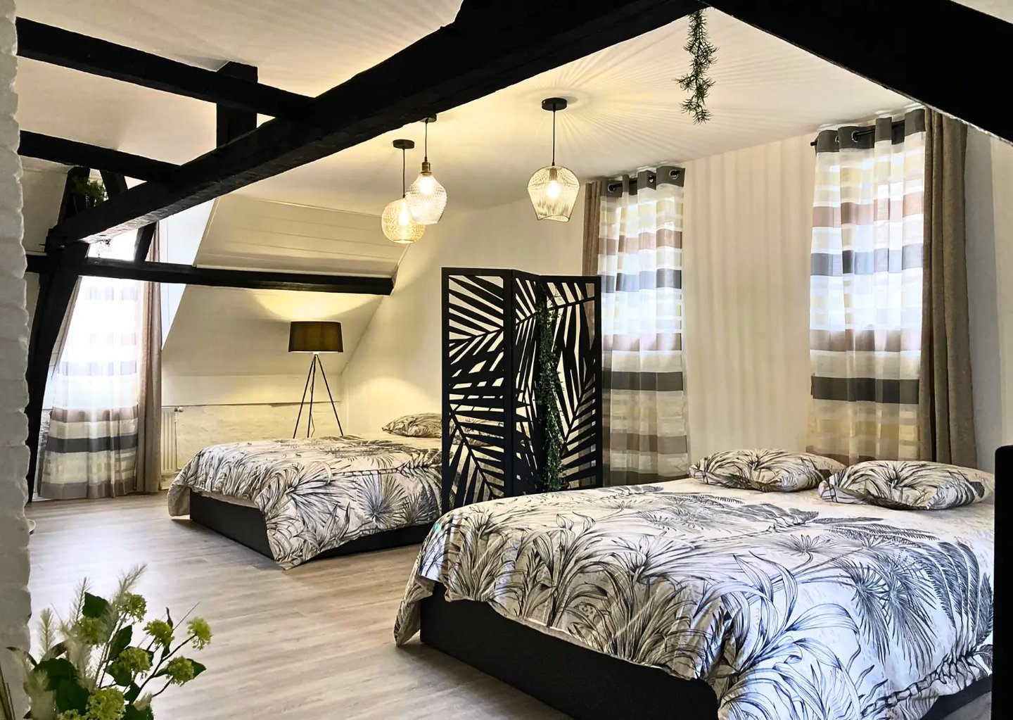 Chambre twin moderne dans appartement meublé pour hébergement professionnel à Saint-Omer