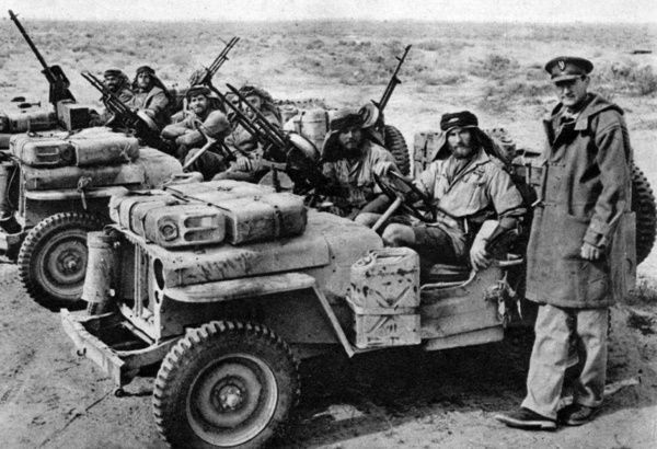 Lieutenant Colonel Stirling with Lieutenant Edward McDonald and other SAS soldiers in North Africa,