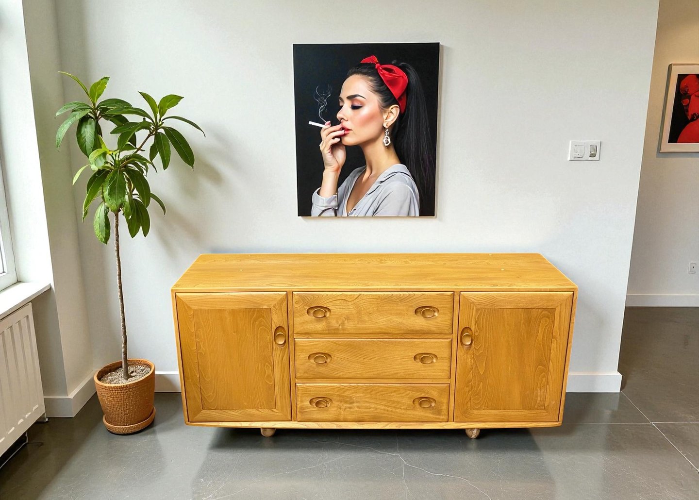 Ercol Model 455 sideboard, restored Mid-Century Modern teak cabinet with classic British design.