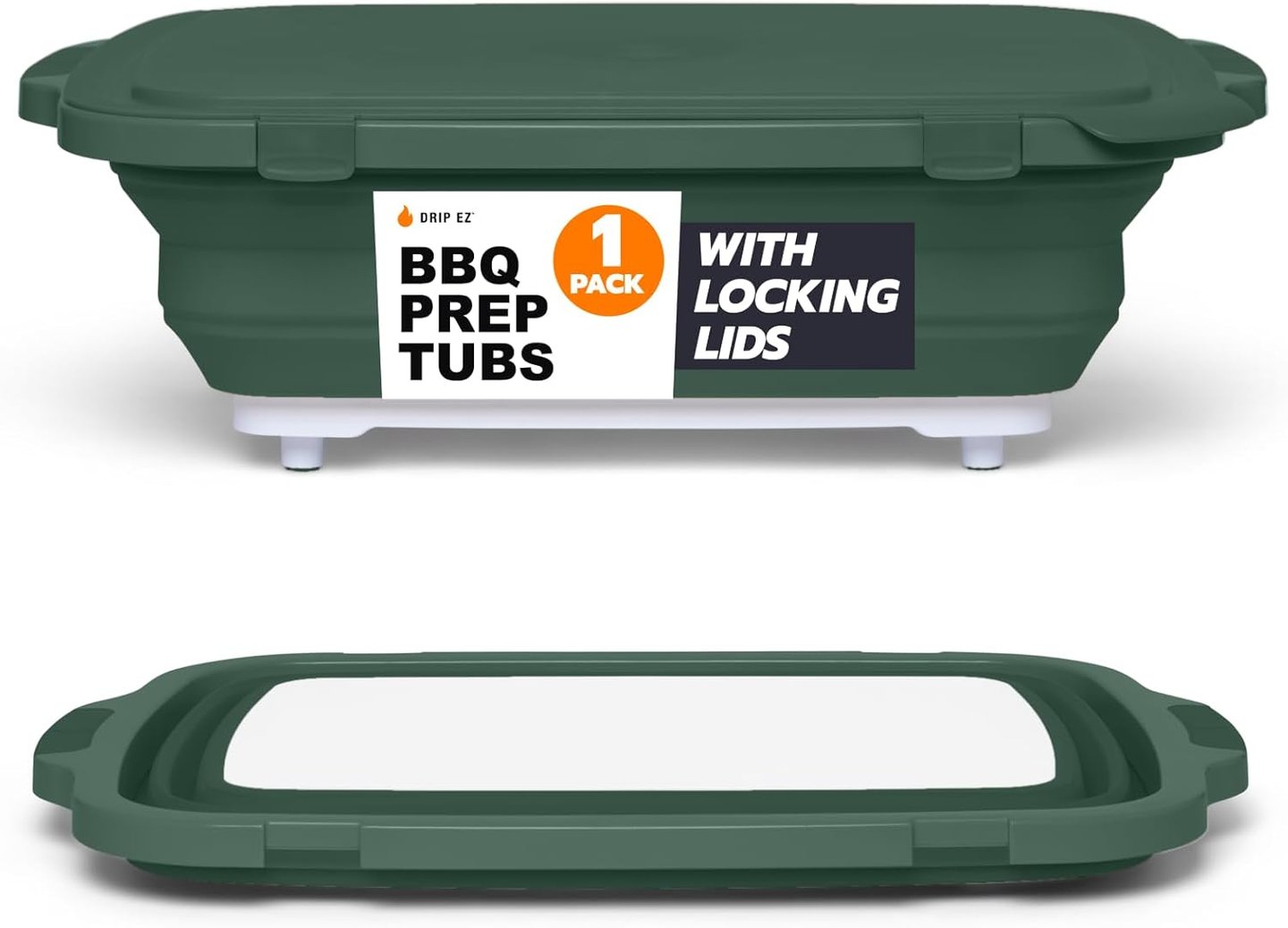Drip EZ Collapsible BBQ Prep Tub - for Meal Prep Marinating Food Storage - Includes Cutting Board &