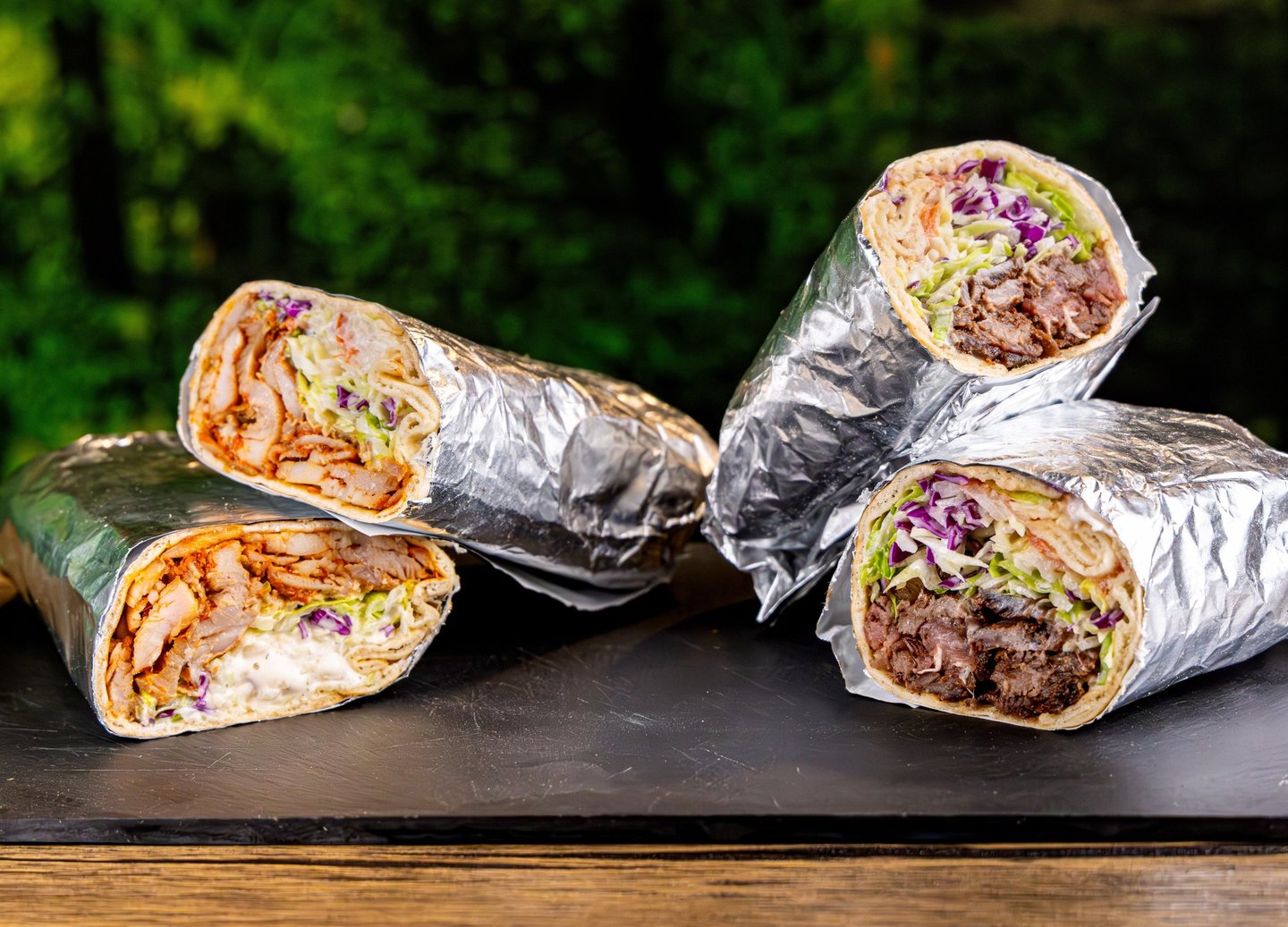 kebab de pollo y de entrecot