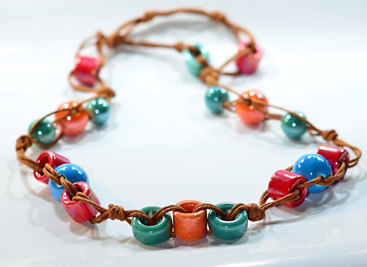 macrame - handmade necklaces and bracelets made of natural stones and ceramic beads