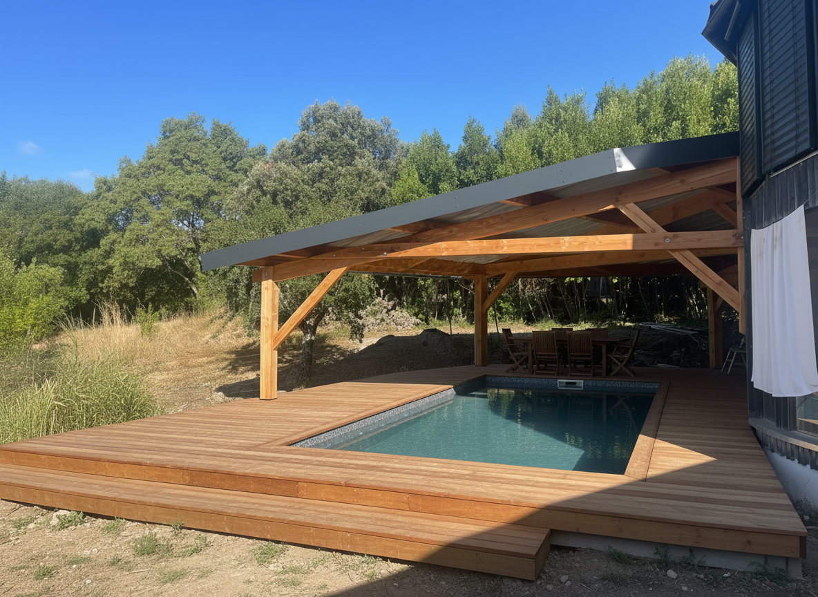 artisan charpentier Pool house bois/abris piscine à Aubenas Pool house bois aubenas