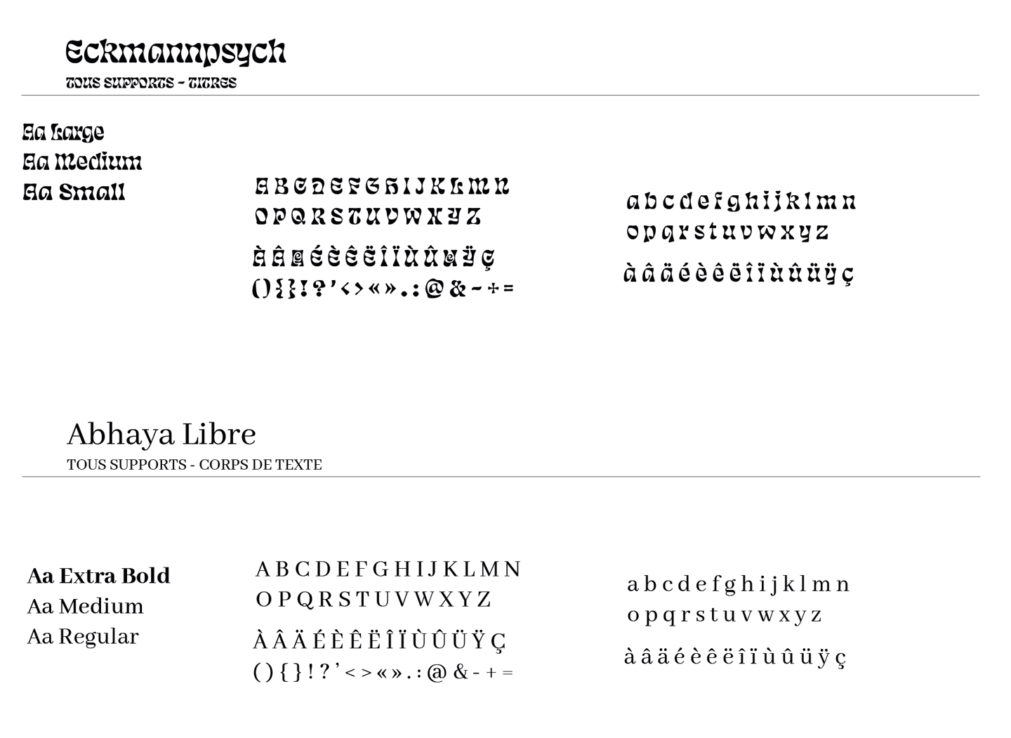Typographies Darlila: présentation de la police de titre et de la police de texte