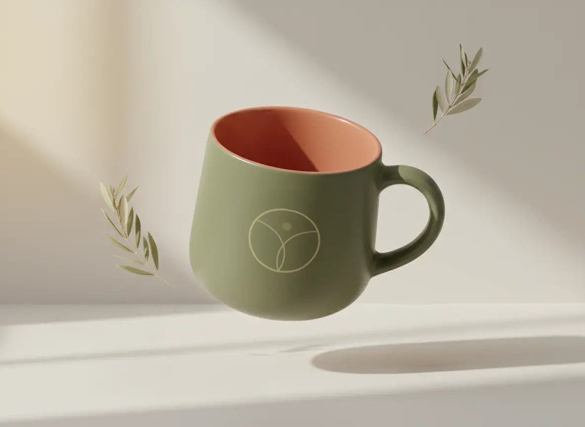 Tazza verde personalizzata Olivia Ferrari come gadget brand.