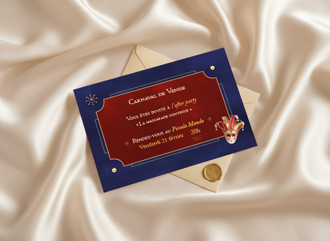 Carnaval De Venise invitation avec masque Joker