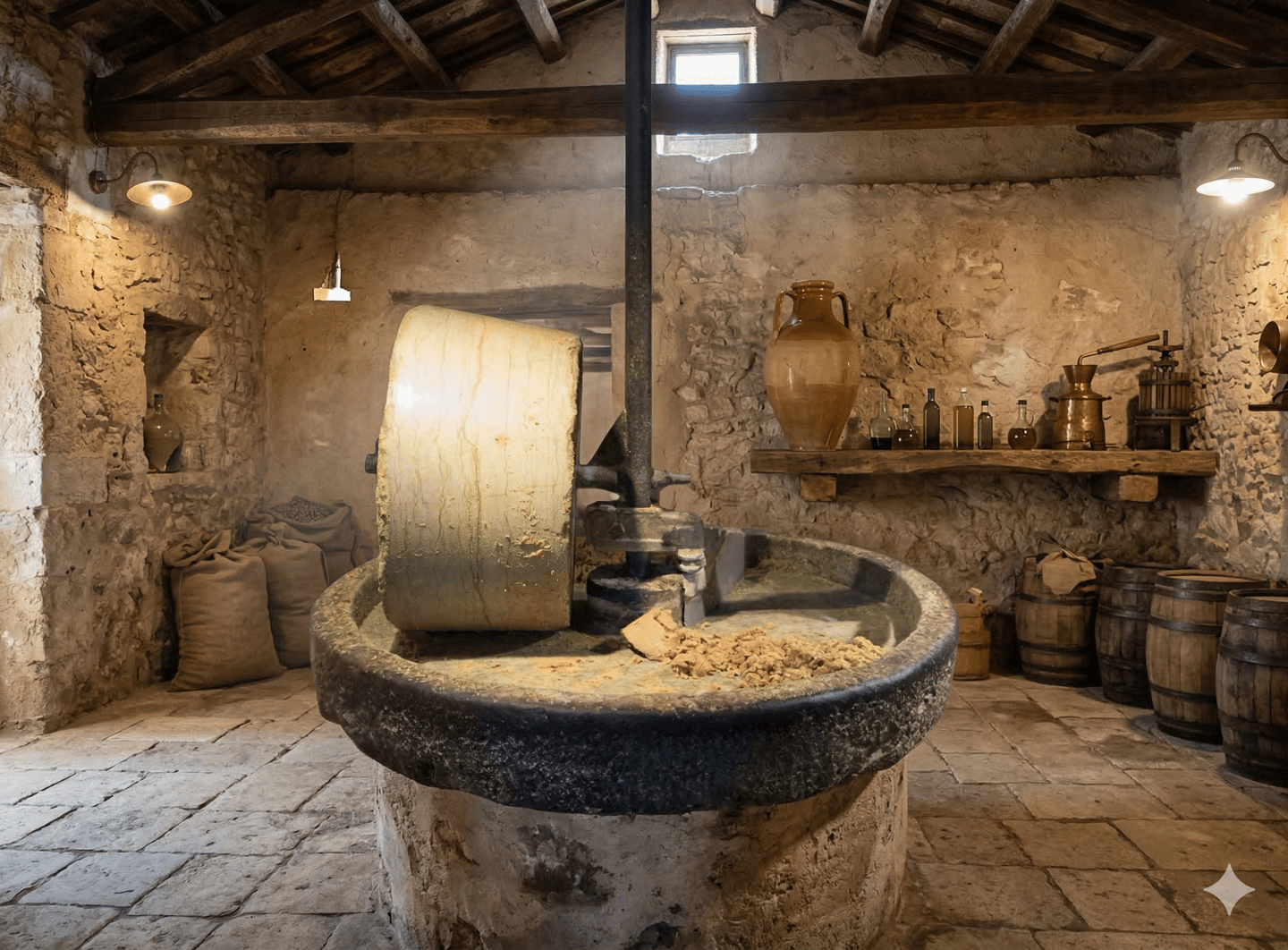 Meule de pierre broyage cerneaux