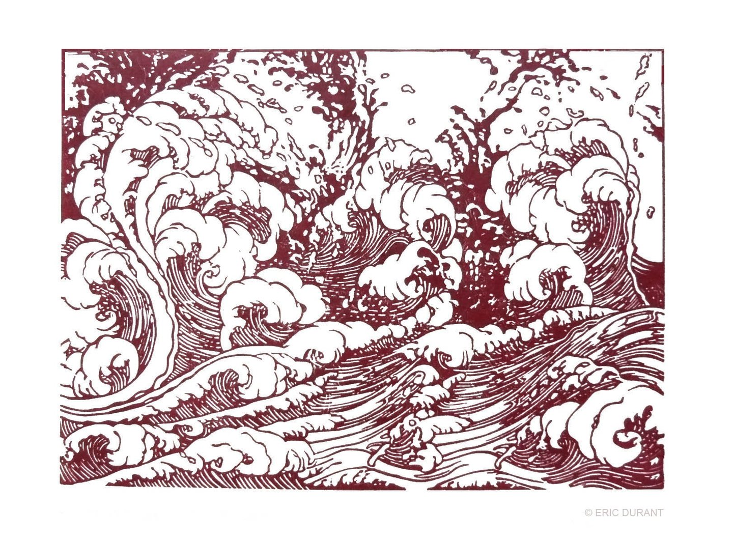 Linogravure sur papier 30  × 42 cm - © Eric Durant