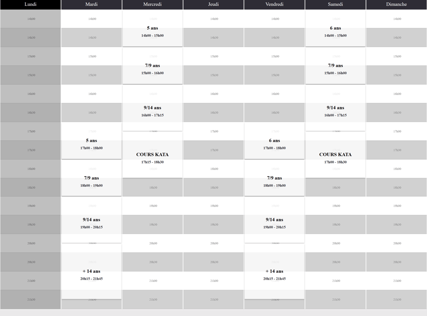 Club Judo Paris 15 XV horaires horaire
