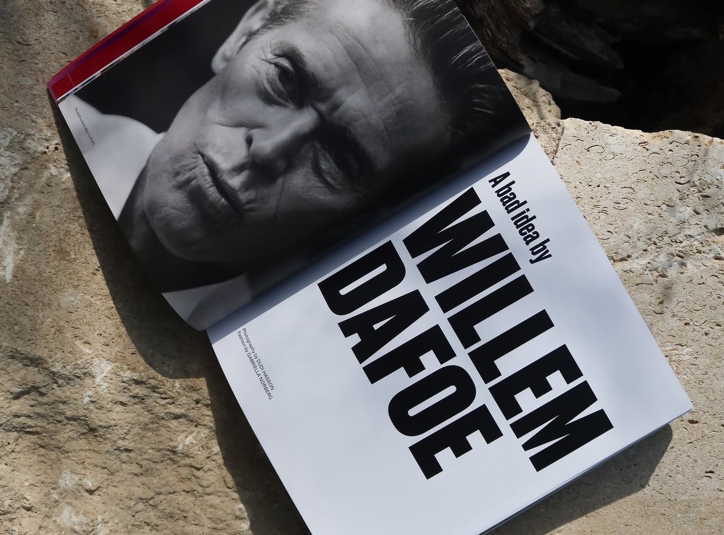 hube magazine design featuring Willem Dafoe
