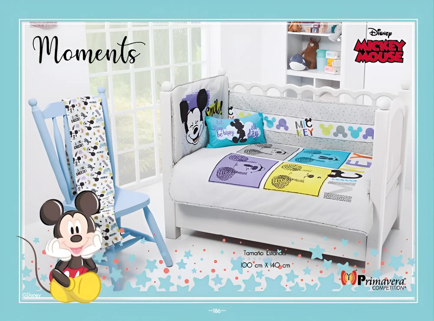 Cunero blanco con estampado de Mickey modelo Moments de la marca Colchas Primavera