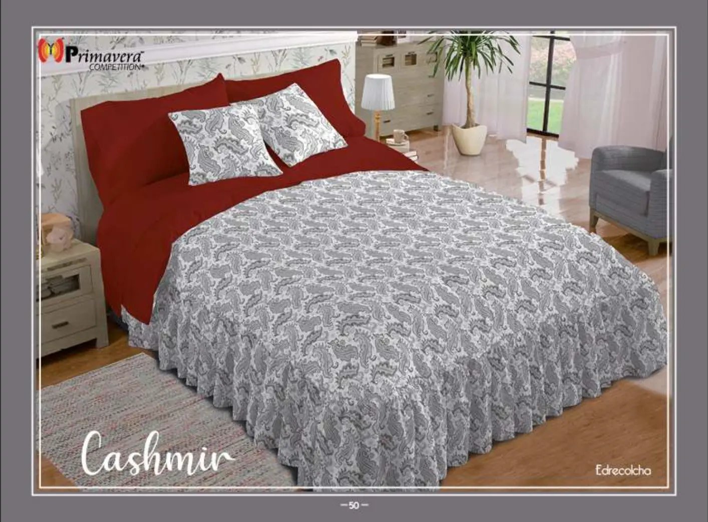 Edrecolcha gris modelo Cashmir de la marca Colchas Primavera