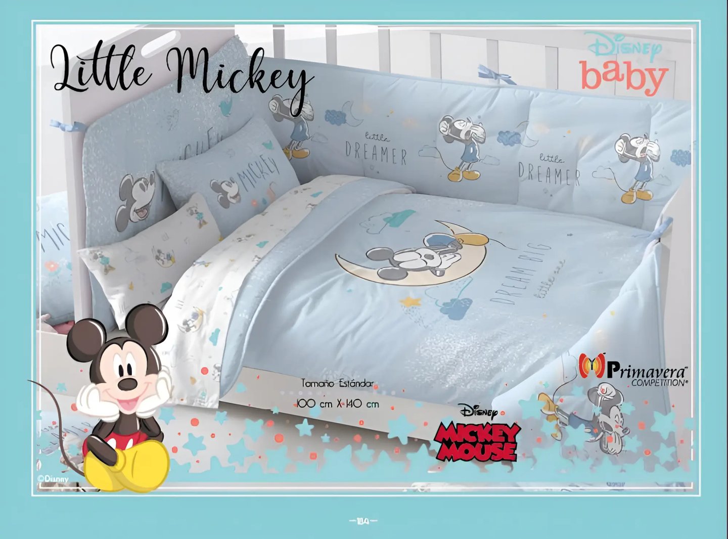 Cunero azul claro modelo Little Mickey de la marca Colchas Primavera