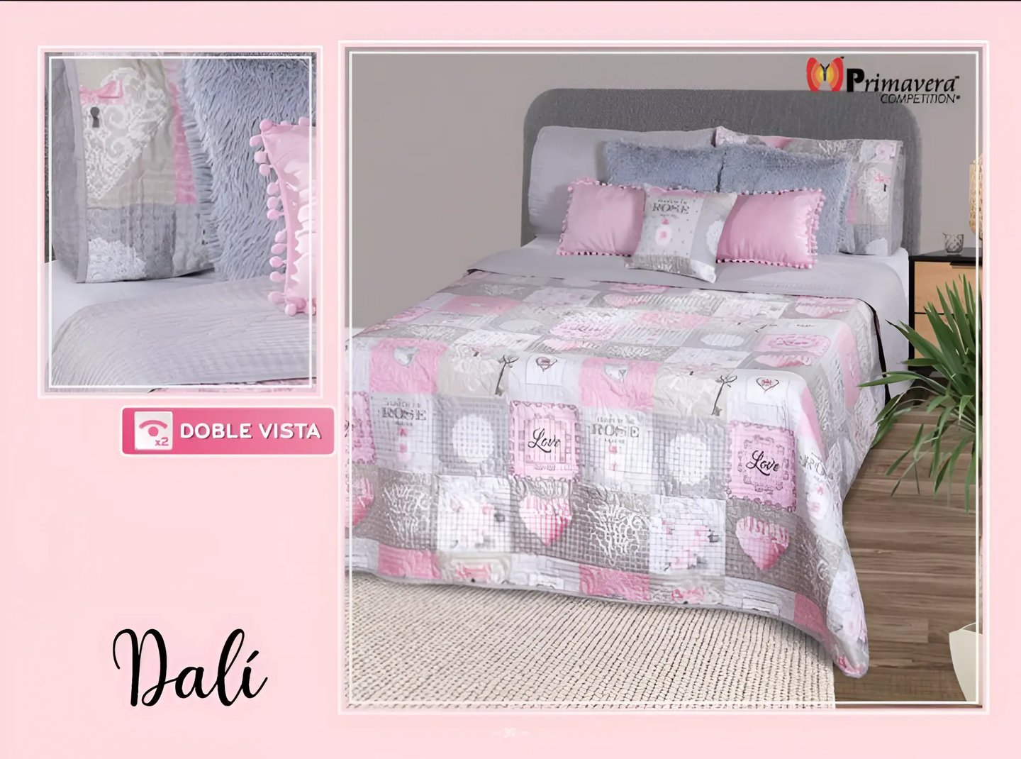 Edredón ligero rosa modelo Dali de la marca Colchas Primavera