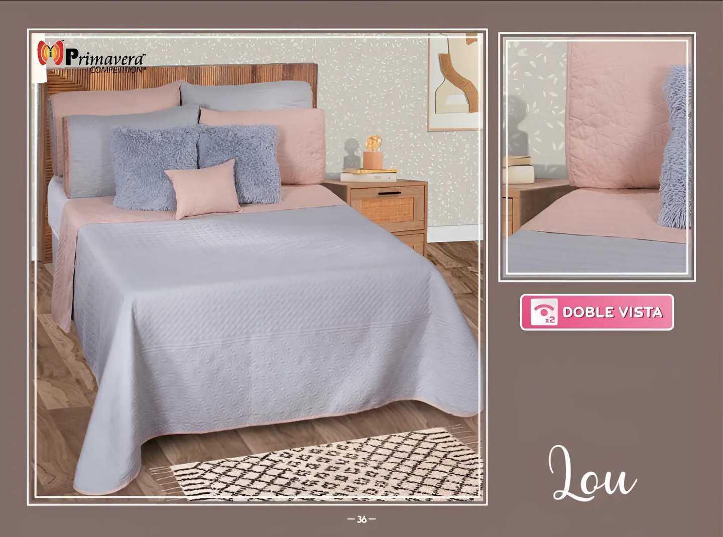 Edredón ligero Azul con rosa modelo Lou de la marca Colchas Primavera