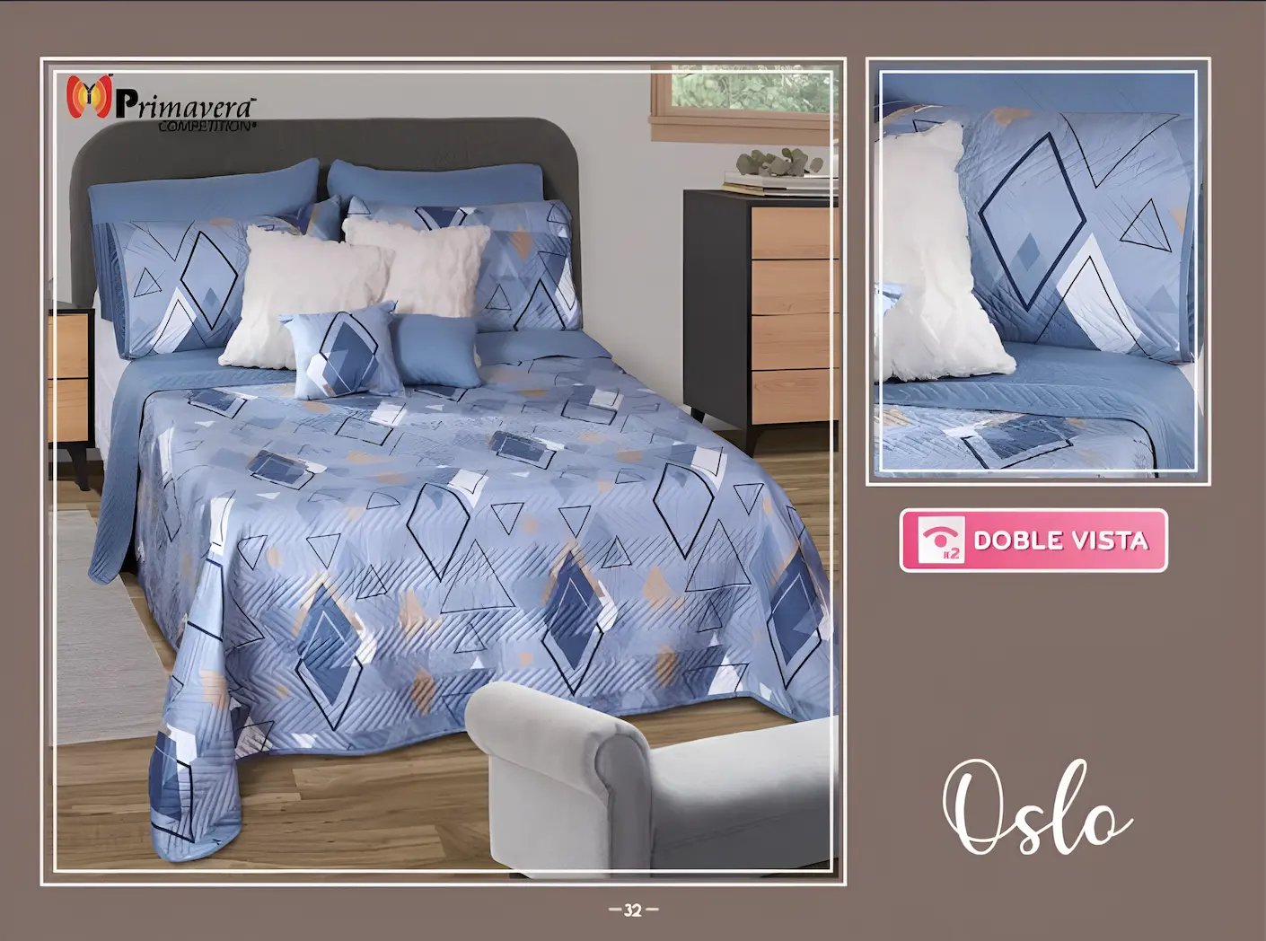 Edredón ligero azul modelo Oslo de la marca Colchas Primavera