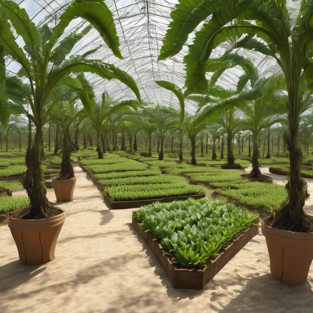 a greenhouse with plants growing in pots and a glass roof